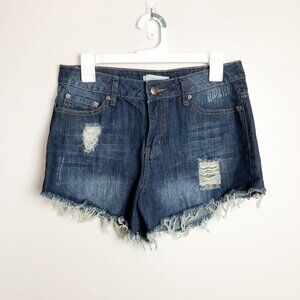 Adam Levine Raw Hem Distressed Denim Shorts